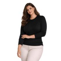 Suéter Tricô Feminino City Lady by Facinelli Plus Size 658140 Preto