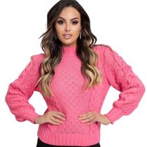 Suéter Tricô Inverno Luxuosa Quentinho Proteção Premium Lã Esquenta Frio Confortável Aquece Bufante Moda