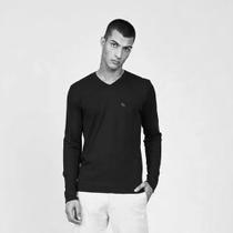 Sueter Tricot Acostamento Gola V Preto