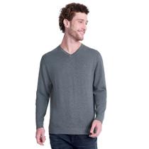 Suéter Tricot Aramis Gola V IN24 Cinza Mescla Masculino