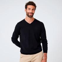 Suéter Tricot Dudalina Dec V Basic Ou26 Preto Masculino