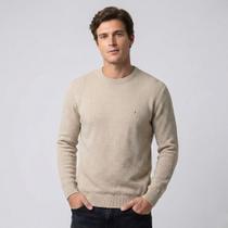 Suéter Tricot Dudalina Textura Favo Ou26 Bege Masculino