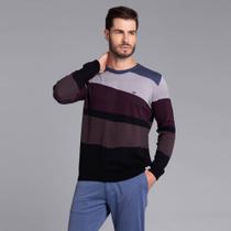 Suéter Tricot Masculino Slim Docthos Listras Irregulares