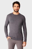 Suéter Tricot Reserva Gola Careca Cinza Mescla Escuro - Cor Cinza - Tamanho M/M Suéter Tricot Reserva Gola Careca Cinza Mescla Escuro - Cor Cinza - Tamanho M/M