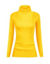 Suéter v28 feminino elástico de gola alta tricotado amarelo tamanho GG
