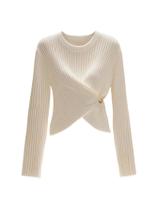 Suéter Verdusa Old Money Short Wrap Slit Rib Knit branco Suéter Verdusa Old Money Short Wrap Slit Rib Knit branco