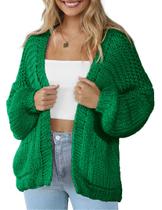 Suéter XuBa feminino 2024 de manga comprida tricotado verde