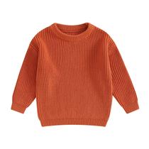 Suéter Yoawdats Toddler Baby, manga comprida, pulôver de malha laranja