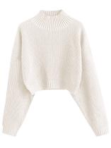 Suéter ZAFUL com gola alta recortada e manga lanterna para mulheres