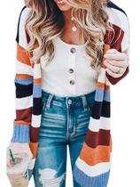 Suéteres de cardigã ECOWISH Lightweight Color Block para mulheres Suéteres de cardigã ECOWISH Lightweight Color Block para mulheres