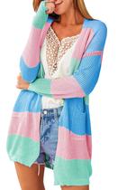 Suéteres de cardigã ECOWISH para mulheres leves e multicoloridos