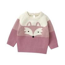 Suéteres De Malha Para Bebês Com Listras De Raposa, Tops De Manga Longa, Pulôver Para Meninos E