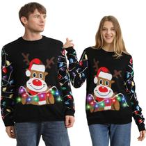 Suéteres de Natal FWV Ugly 2025 Light Up Reindeer Couples