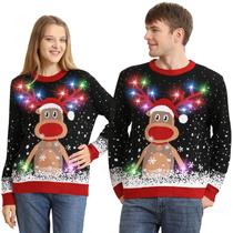 Suéteres de Natal FWV Ugly 2025 Light Up Reindeer Red