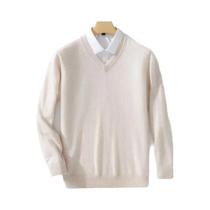 Suéteres Masculinos De Lã E Cashmere Com Decote Em V, Malhas De Alta Qualidade Para Primavera E