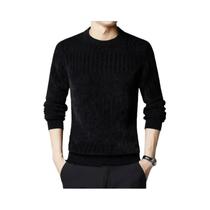 Suéteres Masculinos Slim Fit Casuais De Malha Com Gola Redonda Preto Cinza Alta Qualidade Moda