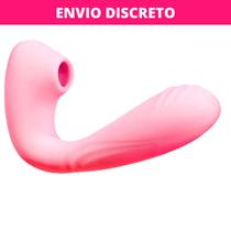 Sugador Clitóris Mamilos Dupla Penetração Estimulador Massageador Recarregável SEXSHOP Rosa