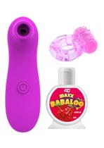 Sugador de Clitóris com Vibrador Estimulador + Anel Peniano + Gel Comestível Max Babaloo