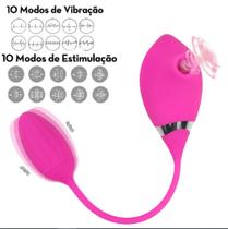Sugador de Clitóris e Vibrador Feminino 2 em 1 Snake - 10 Níveis de Vibrações e 5 de Sucções - Rosa