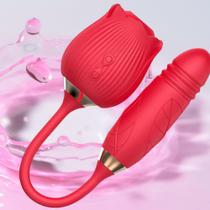 Sugador de Clitóris e Vibrador Feminino em formato de flor Vai e Vem 10 Velocidades