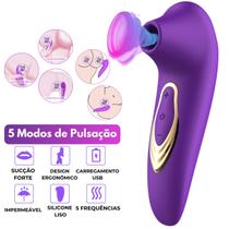 Sugador de Clitóris Feminino Vibrador Estimulador Sexual Em Silicone MasturbadorEstimulante Com 5 Modos de Pulsação Sex Shop