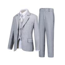 Suit Aowdoy Boys Slim Fit, 4 peças, cinza claro, tamanho 8, poliéster Suit Aowdoy Boys Slim Fit, 4 peças, cinza claro, tamanho 8, poliéster