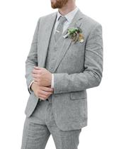 Suit Bofan Retro Linen, 3 peças, Slim Fit para homens, cinza S Suit Bofan Retro Linen, 3 peças, Slim Fit para homens, cinza S