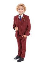 Suit Bofan Retro Wine Red Tweed Herringbone Wool Blend Boy 5T