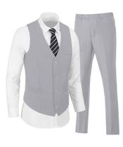 Suit Datysum Light Grey Slim Fit com colete, conjunto masculino, 5GG