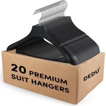 Suit Hangers DEDU, pacote com 20, para homens, plástico preto antiderrapante de 45 cm