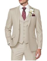 Suit HUUTOE, baile de casamento masculino, bege, slim fit, 3 peças, 2025