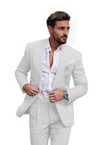 Suit Netsky White Linen Slim Fit de 2 peças para homens 3GG