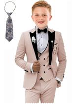 Suit Tesscy Beige Slim Fit para meninos, casamento formal, tamanho 5