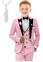 Suit Tesscy Boys, 4 peças formais, rosa, tamanho 18