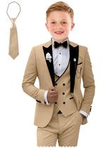 Suit Tesscy Champagne Slim Fit, 5 peças para meninos de 12 anos