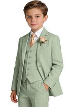 Suit Trasign Boys Linen 2T Slim Fit Summer Light Green 4 unidades