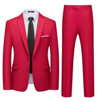 Suit WULFUL, 2 peças, Slim Fit, dois botões, vermelho