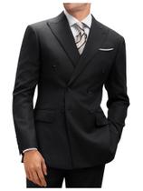 Suit ZKHOECR, peitos duplos, slim fit, preto para homens XXL