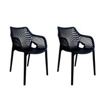 Suits Conjunto 2 Cadeira Jantar Preto Área Interna Externa Suits Conjunto 2 Cadeira Jantar Preto Área Interna Externa