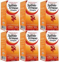Sulfato Ferroso Gotas 125mg 30ml Framboesa 6 Unidades