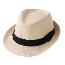 Summer Children's Jazz Hat Straw Hat Boys and Girls Baby Cap Straw Vacation Hat - Bege E