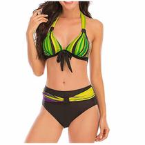 Summer Women Swimwear Ladies Printing Beachwear Bikini Set Split Swimsuit