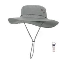 Sun Hat PLCWSCFV Bucket Boonie para homens à prova d'água cinza claro