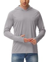 Sun Shirt Isnowood UPF 50+ Masculina de Pesca de Manga Comprida Cinza