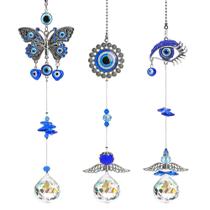 Suncatchers Set Evil Eye com bolas de prisma de cristal x3