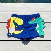 Sunga 3D Infantil Boxer UV50+ Para Praia Piscina Natação Bebê Menino Tubarão Caranguejo Royal 02