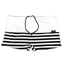 Sunga adulto boxer branco e listra preto com branco Sunga adulto boxer branco e listra preto com branco