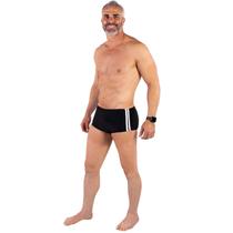 Sunga Adulto Masculina Preto Galão Branco