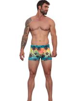 Sunga Boxer de Praia Masculina Estampada Verão 2024