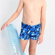 Sunga Boxer Infantil Marujos e Sereias c/ Cordão Interno Estampa Tubarões